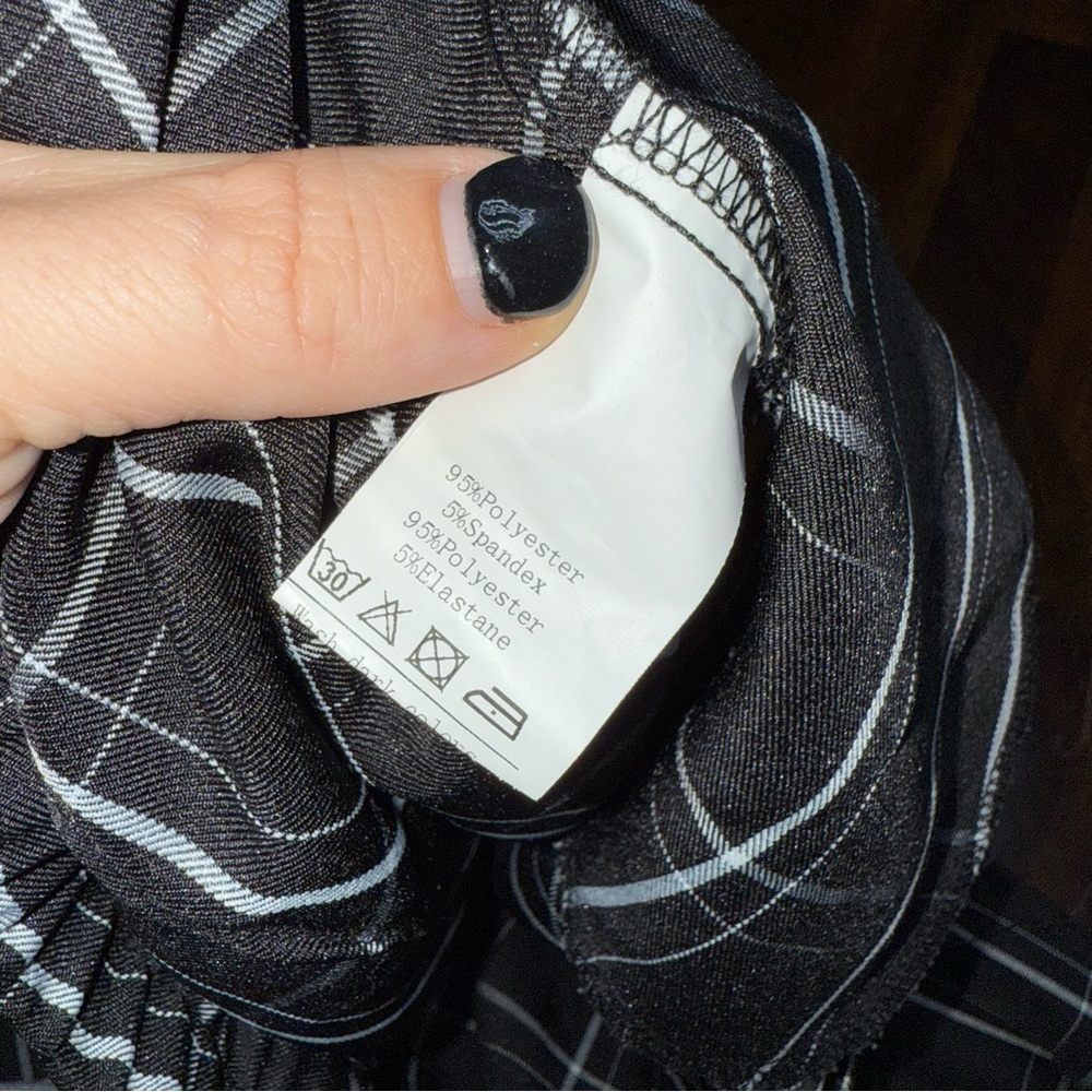 Grace Karin Black and White Dress Pants with Windowpane Pattern - Picture 7 of 8